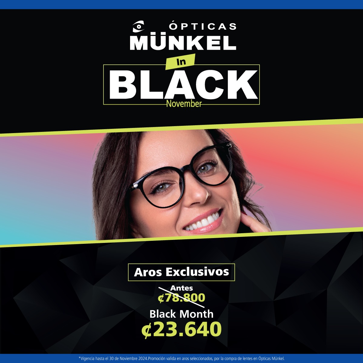 Aros Generation Clip Ópticas Munkel Black Month con descuento 70%"